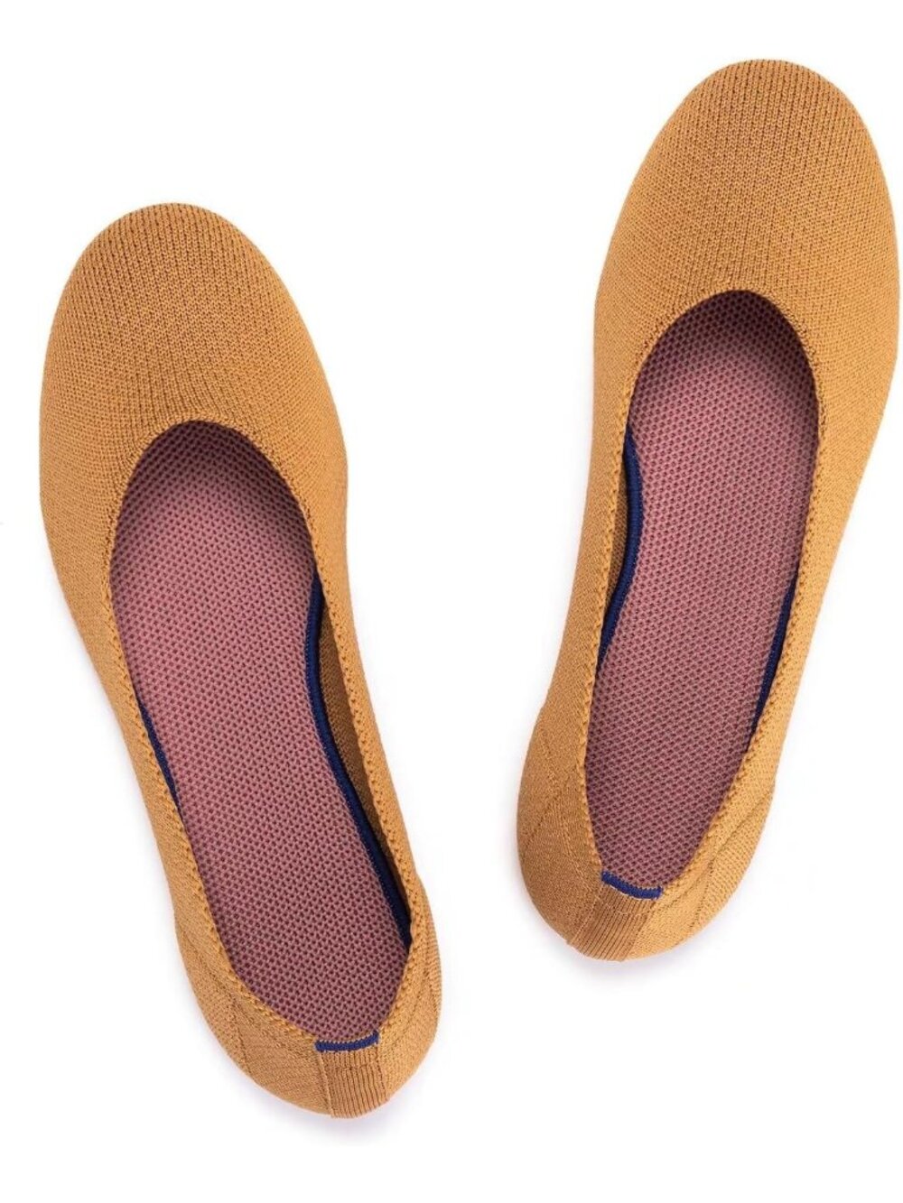 Women's Brown Ballet Flat Low Wedge Comfort Soft Round Toe Slip Shoes
